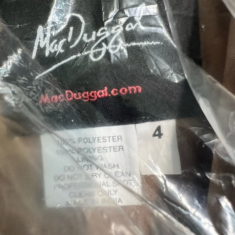 Mac Duggal style 10791 Bronze Long Sleeve Gown with V-Neck NWT - Picture 5 of 9